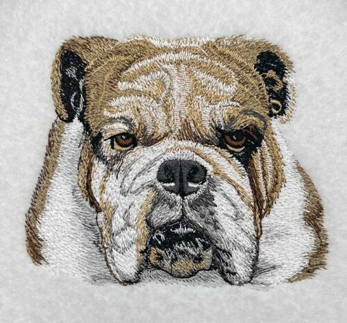 Bulldog face embroidery design