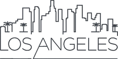 Los Angeles city skyline embroidery design