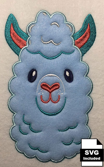 Llama applique embroidery design