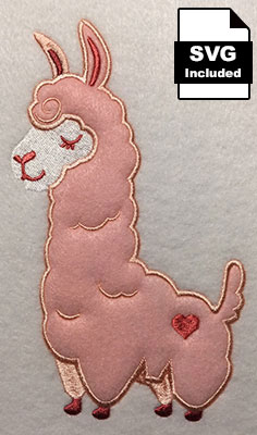 Llama applique embroidery design