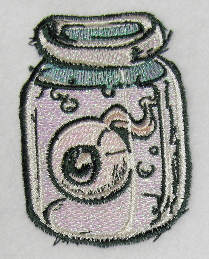 eye jar mylar embroidery design