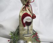 embroidered christmas wine gift bag