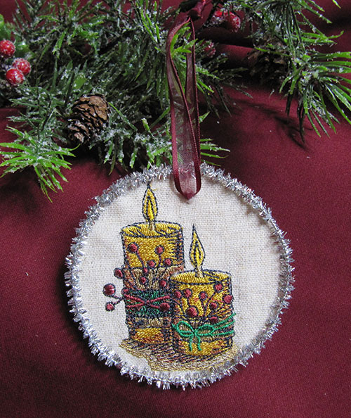 Vintage Christmas Candles Embroidery Design