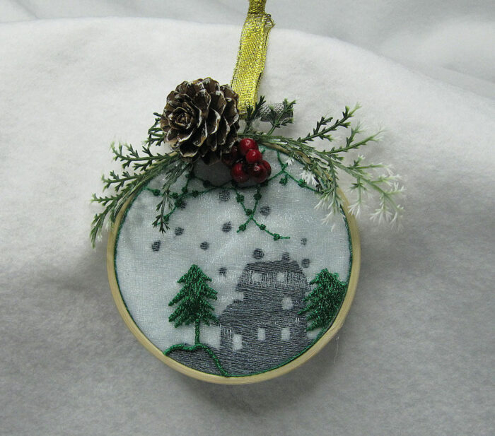 dimensional ornament house with tree