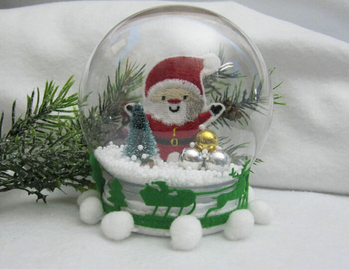 embroidered santa snowglobe