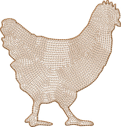 Chicken outline embroidery design