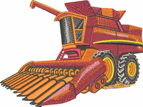 combine harvester embroidery design