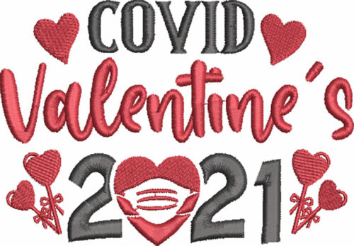 covid valentine's 2021 embroidery design