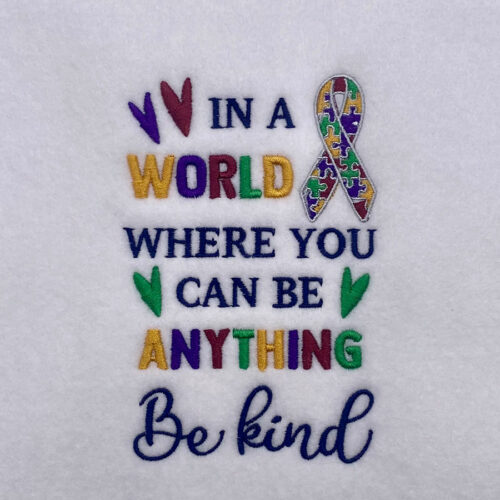 autism be kind embroidery design