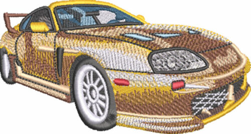 dynamic sports car embroidery design