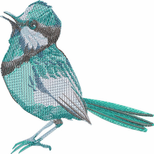 Outback superb fairywren embroidery design