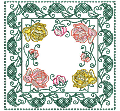 floral frame block embroidery design