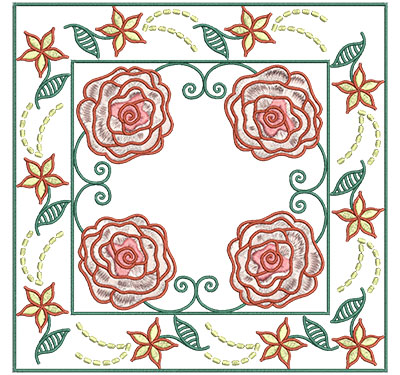 floral frame block embroidery design