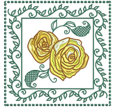 floral frame block embroidery design