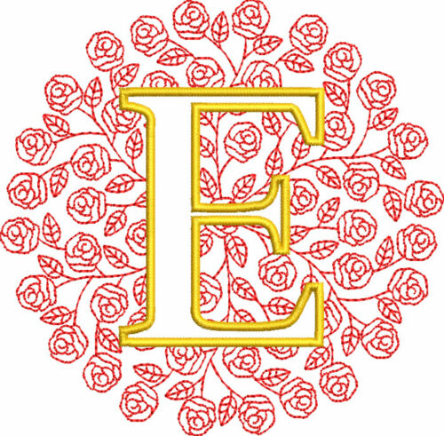 rose monogram embroidery design