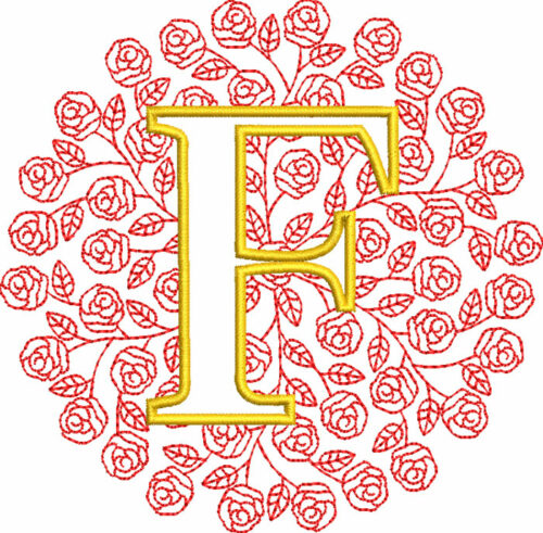 rose monogram embroidery design