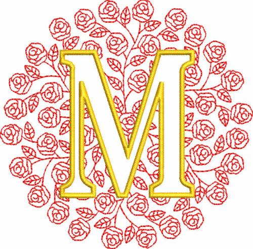 rose monogram embroidery design