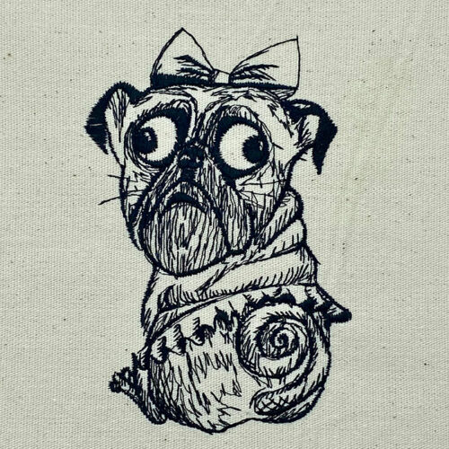 Dog in tutu embroidery design