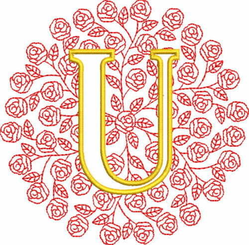 rose monogram embroidery design