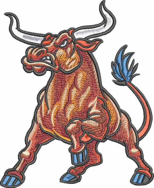 longhorn raging bull embroidery design