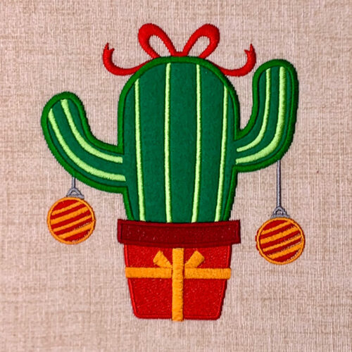 Christmas cactus embroidery design