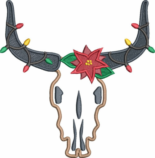 Christmas Longhorn applique embroidery design