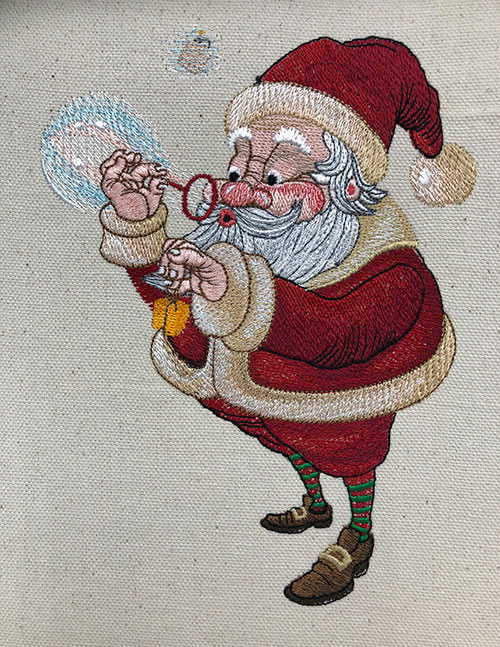 Santa bubble embroidery design