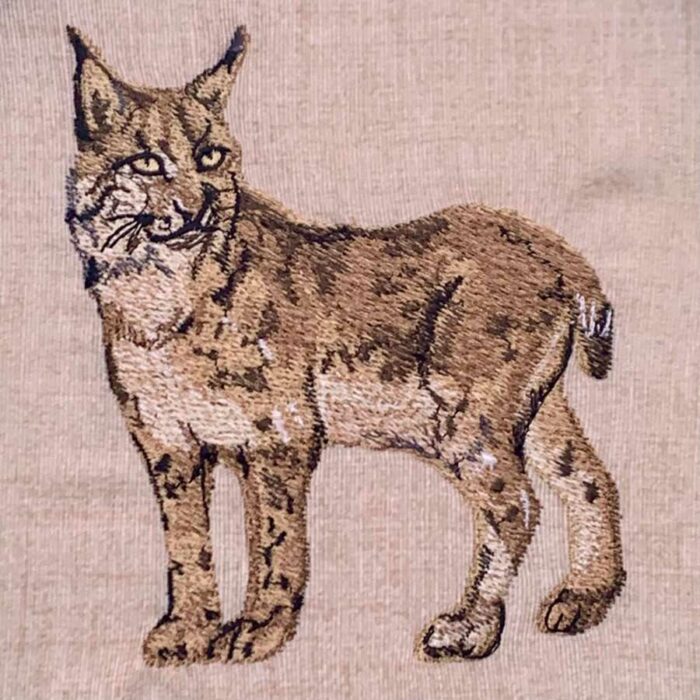 standing lynx embroidery design