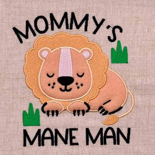 Mommys mane man applique embroidery design