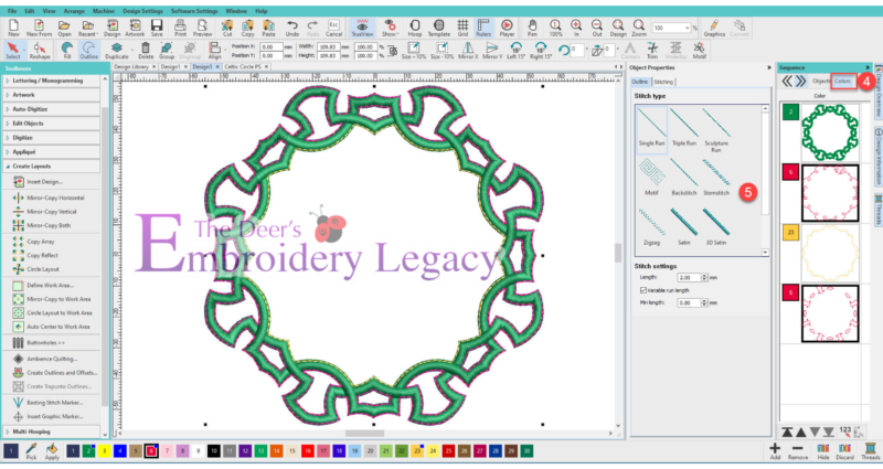 Hatch Embroidery Design Software celtic step 4-5