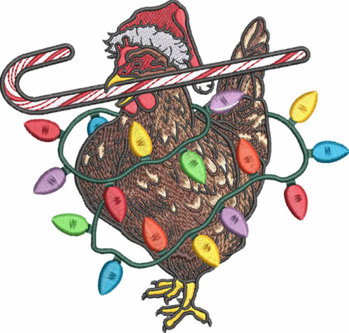 Christmas chicken embroidery design