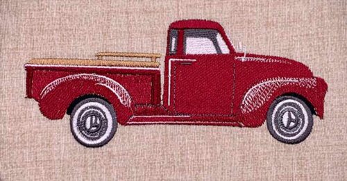 Love truck embroidery design