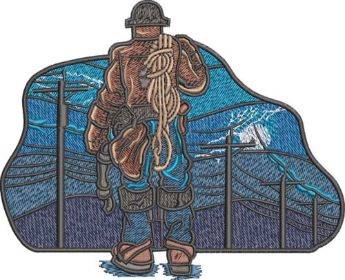 Night Lineman Embroidery Design