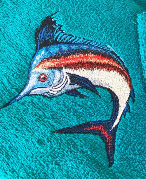 blue marlin embroidery design