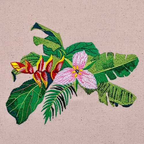 tropical flowers embroidery design