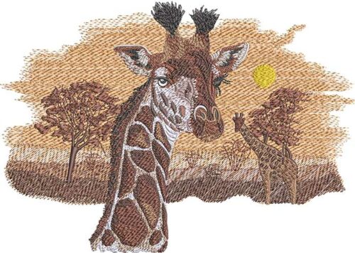 Giraffe head embroidery design