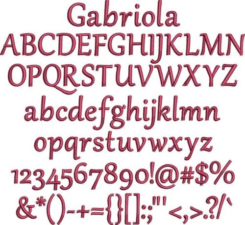 Gabriola BX embroidery font