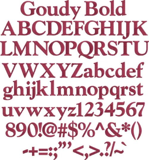 Goudy Bold Bx Embroidery Design