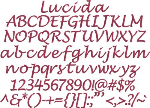 Lucida Handwriting BX embroidery font