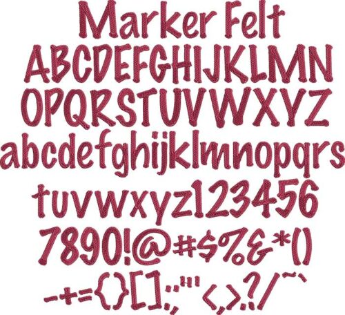 Marker Felt BX Embroidery Design Font