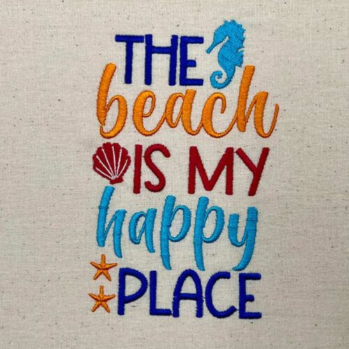 beach is my happy place embroidery design