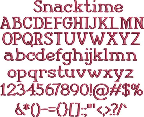 Snacktime BX embroidery font