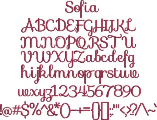 Sofia BX embroidery font