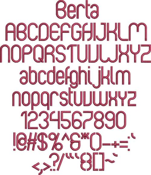 Berta BX embroidery font