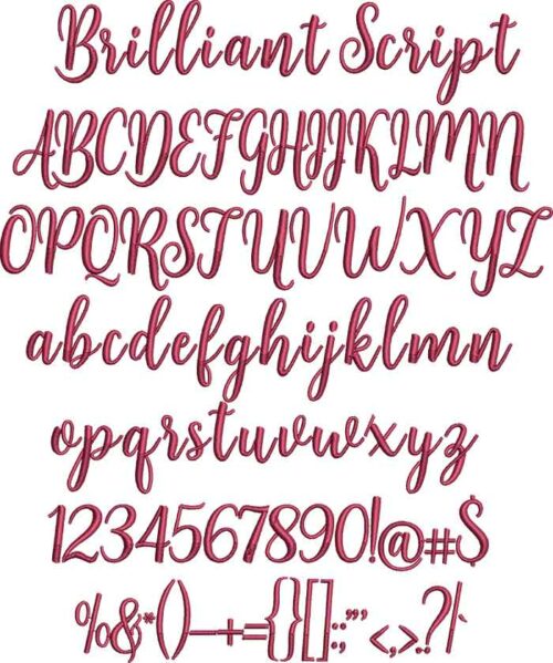 Brilliant Script BX embroidery font