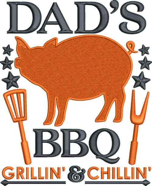 Dad's BBQ embroidery design