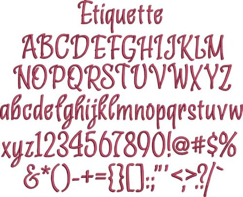 Etiquette BX embroidery font