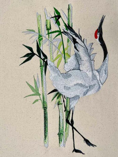 Okinawa crane embroidery design