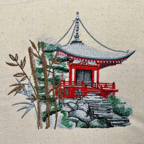 Okinawa Pagoda Embroidery Design