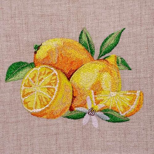 Lemons With Blossom Embroidery Design